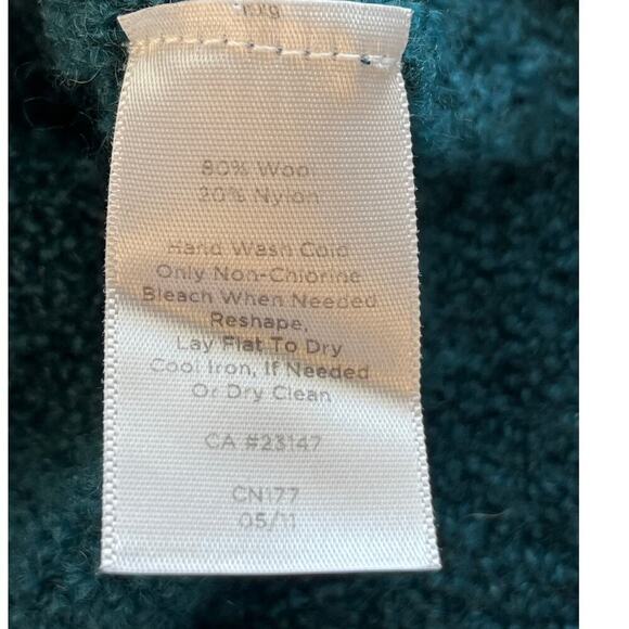 Talbots Womens M Teal Crew Neck Wool Blend Office Wear Cozy FLAW - Picture 5 of 9